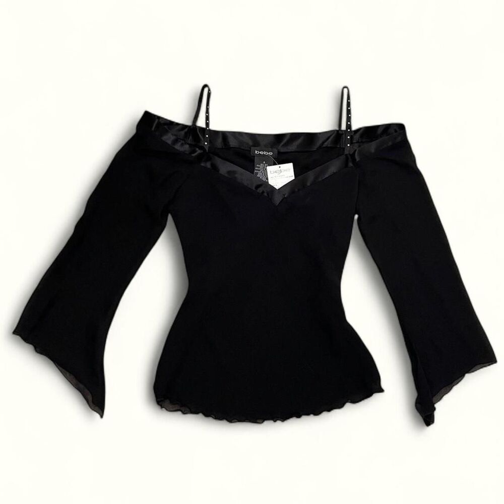 Bebe Women's Black and Silver Blouse